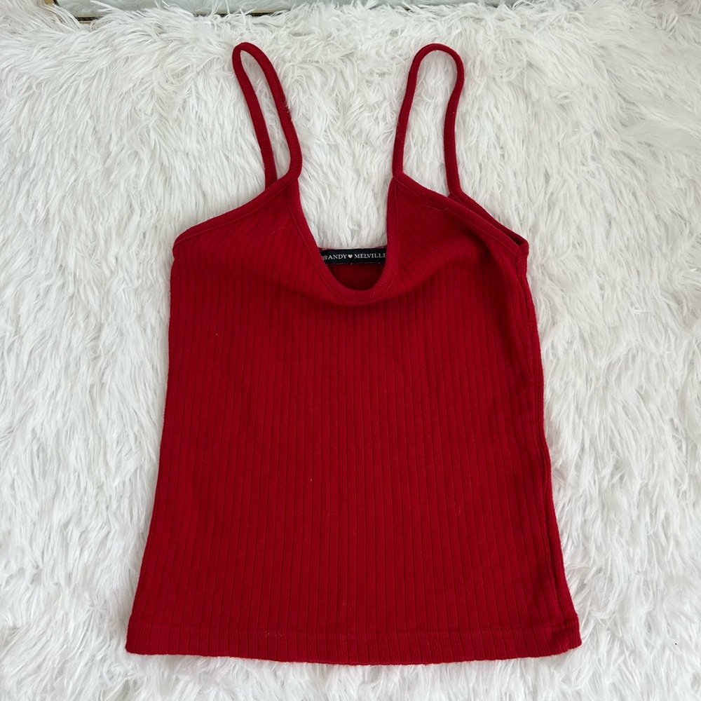 Brandy Melville Red Ribbed Tank Top